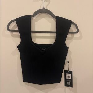 Cuts Black Crop Tank Top